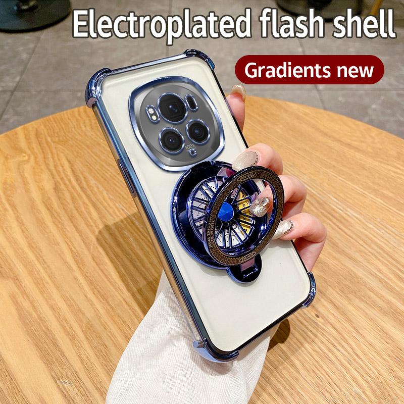 Glitter Shockproof Gradient Plating Gyro Phone Holder Case For Huawei Honor Magic 6 5 Pro Silicone Cover