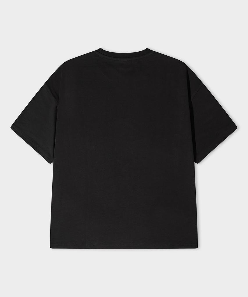 LEMAIN SECOND Crop Plain Oversized Short Sleeve T-Shirt [Black]