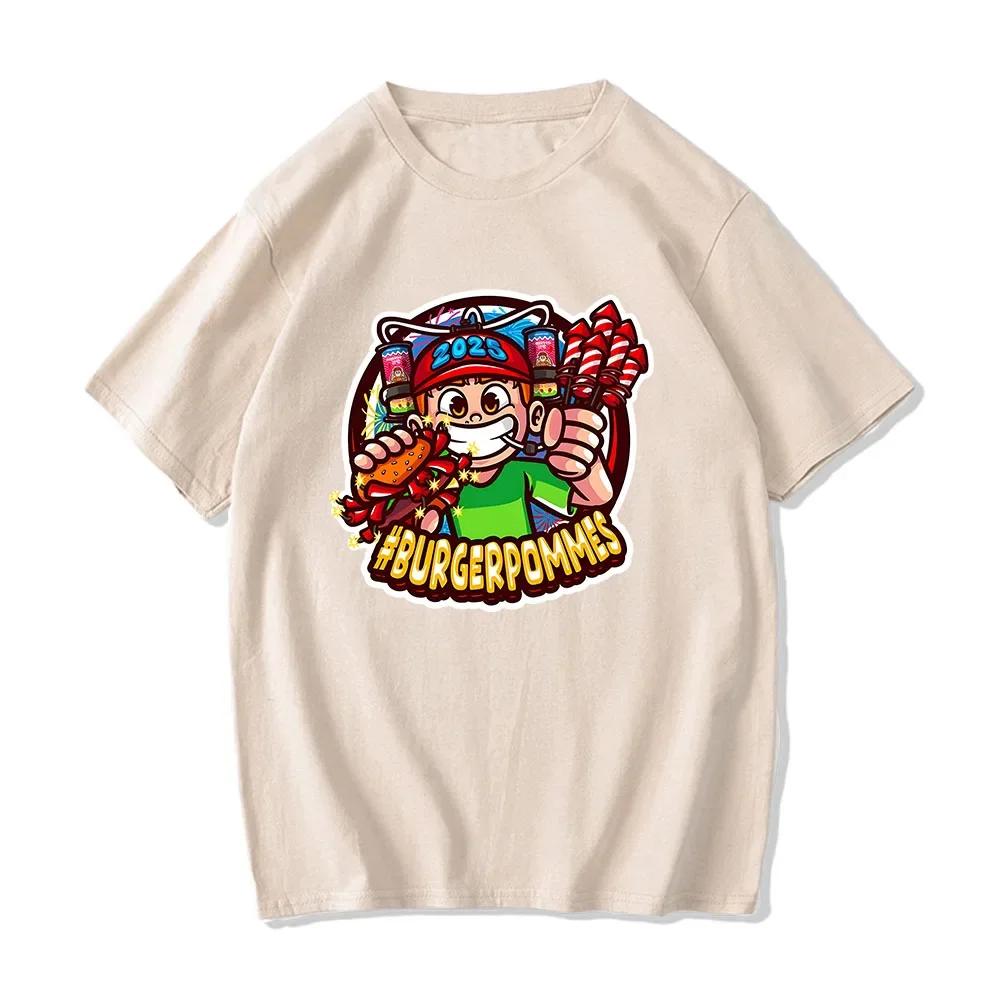 Burgerpommes 2 LukasBurger Trička Kreslený Grafický Potisk Tričko Marvin Vlogt ICrimax Tričko Bavlna Pánská Dámská Trička Unisex