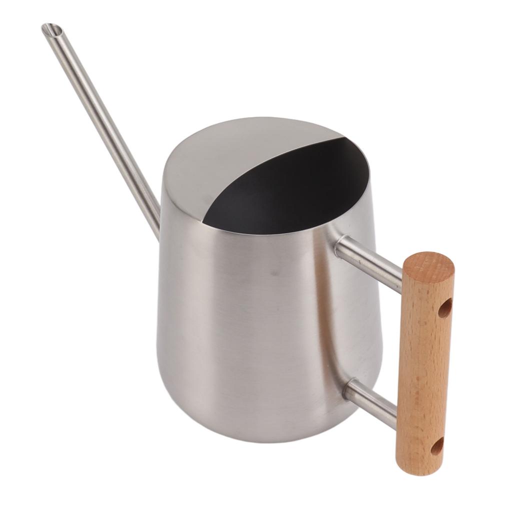 Watering Can 900ml Stainless Steel Long Spout Wooden Handle Elegant Flower Watering Pot for Garden