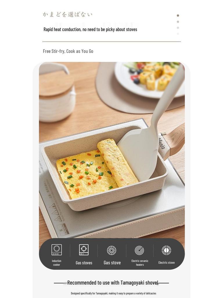 Mingjue Non-stick Japanese Atsuyaki Tamagoyaki Square Frying Pan with Maifan Stone for Eggs
