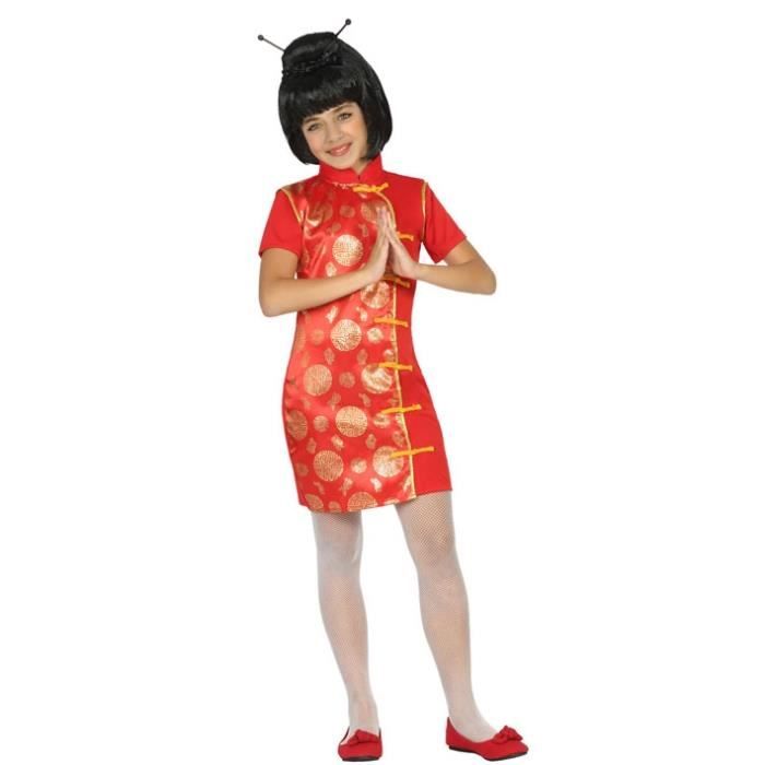 Déguisement - ATOSA - 22305 - Robe Chinoise Rouge et Doré - Fille - À partir de 5 ans