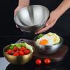 Kitchen Creative Stainless Steel Salad Ramen Bowl Korean Tableware Soup Fruit Gold Bowl Single Layer Cooking Basin Noodle Bowl