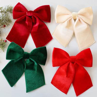 Laço de Natal Vermelho Verde Laço de Fita Decoração de Árvore de Natal Laço Paetê para Janelas Portas Embalagem de Presente Decoração Festiva de Feriado