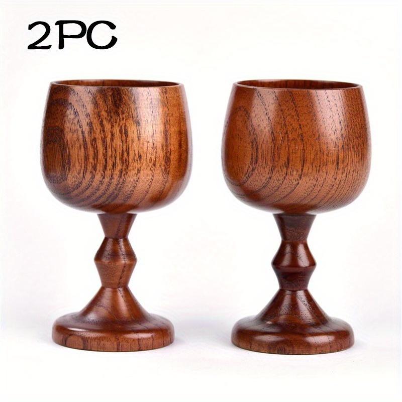 Handmade natural wooden classical wine glasses Eco-friendly round wine and tea cup Solid wood goblet Beverage utensils