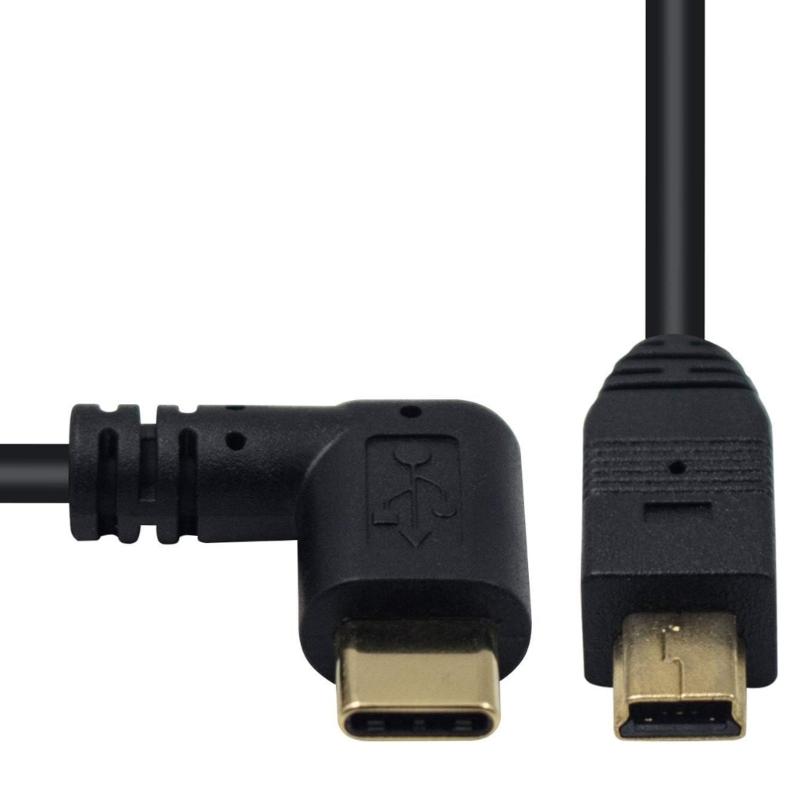 Mini USB to Type C Adapter Converter Cable for Camera Phone OTG Cable 90 Degree USB 3.1 Type C Male to Mini USB Transfer