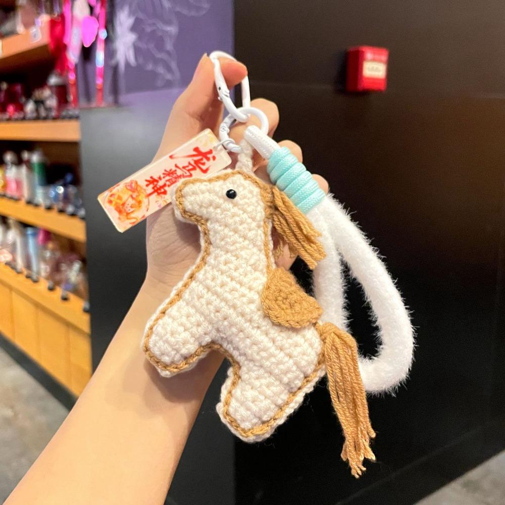 Handmade Pony Keychain Knitting Wool Horse Pendant Bag Pendant Zodiac Key Ring  New Year Gift