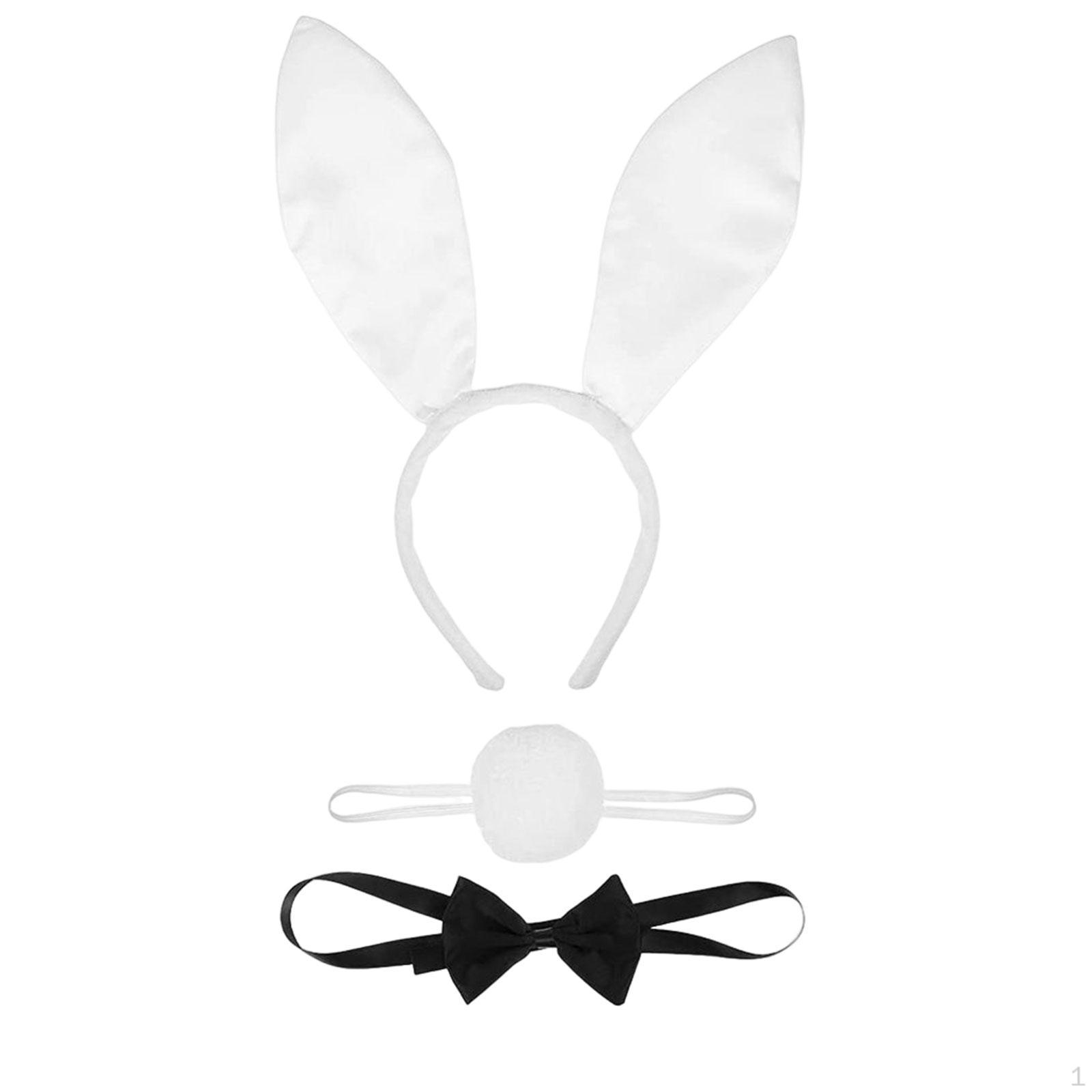 

Bunny Costume Set Ear Headband Tail Girl Cosplay Dress up Animal Themed Parties for Kids Adult білий