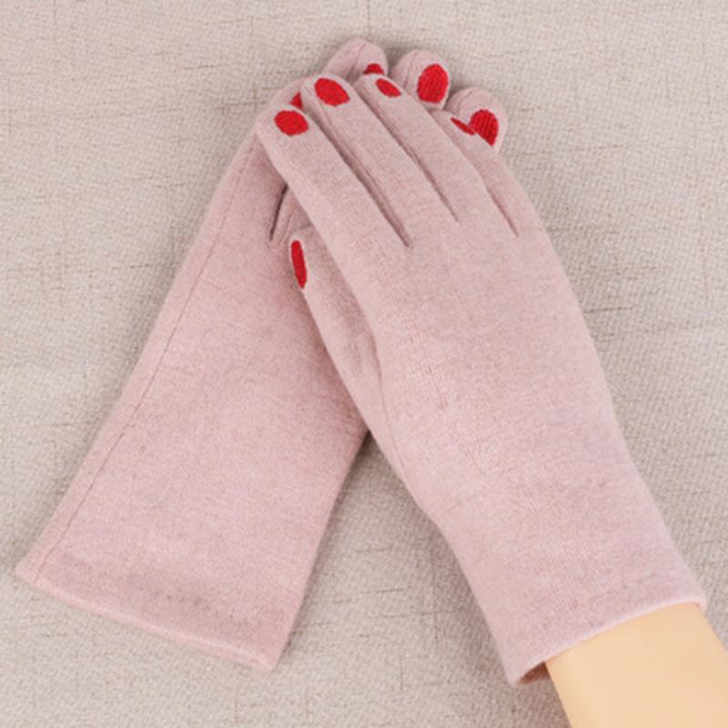 Cute Nail Polish Embroidery Cashmere Gloves Women Wool Velvet Thick Touch Screen Gloves Female Winter Warm Driving Gloves H100