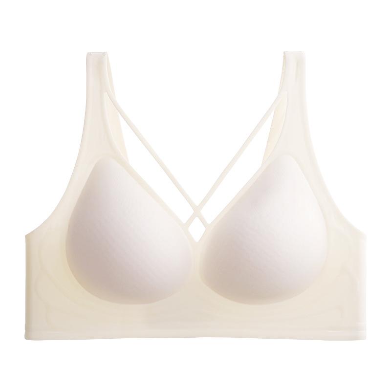 

Женский тонкий дышащий беспроводной бюстгальтер, сексуальный ажурный передний бюстгальтер с крестообразным принтом, удобный бюстгальтер с эффектом пуш-ап, бесшовное нижнее белье, топ M шампанского