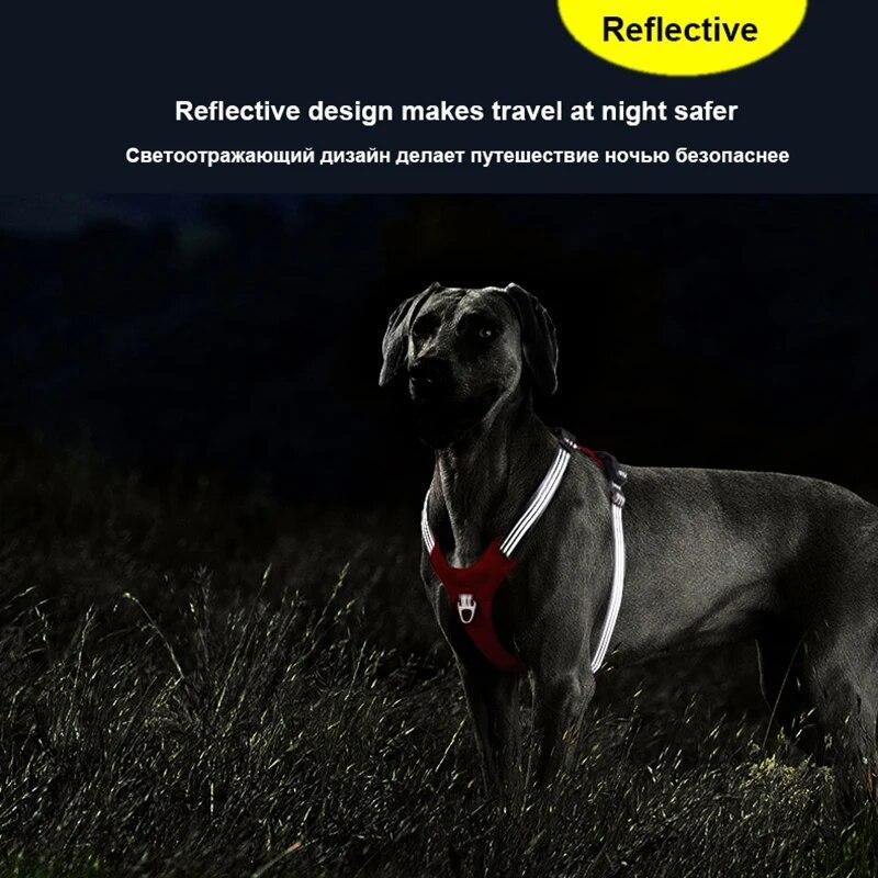 Vestă reflectorizantă pentru ham pentru câini de companie, fără tragere, guler reglabil pentru dresaj pentru câini pentru câini de talie medie, husky, labrador