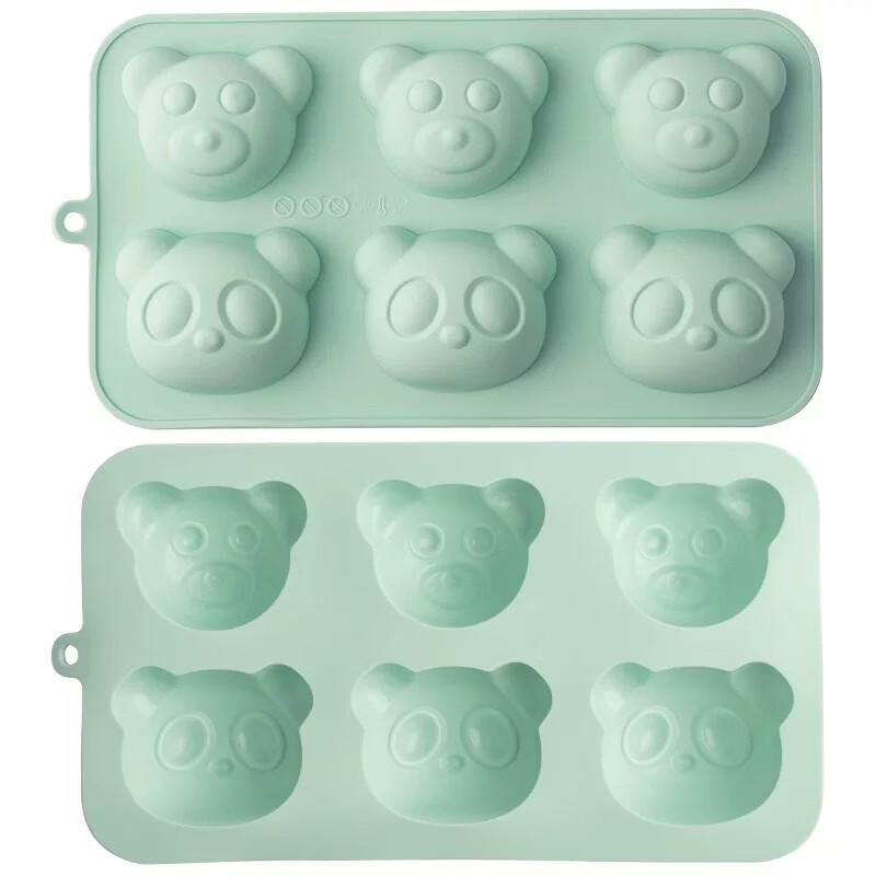 Silicone 6-Cavity Bear Head Cake Mold