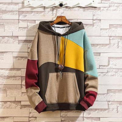 Autumn And Winter Men's Hooded Sweater Fashion Men's Color Matching Hooded Sweater Coat