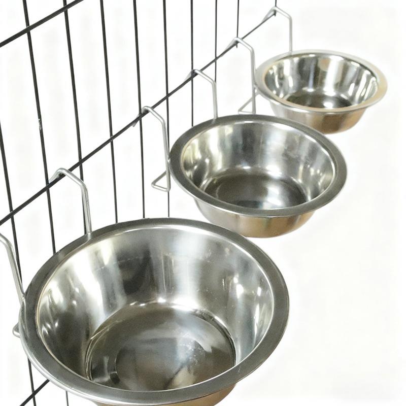 Stainless Steel Anti-Tip Hanging Pet Bowl for Dogs and Cats