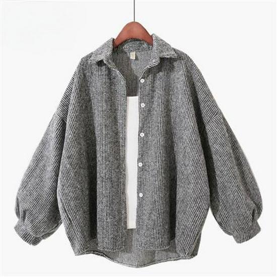 

2020 New Season Women s Slimming Plus Size Plaid Wool Cardigan - Long Sleeve Versatile Coat M