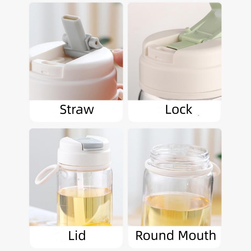 Bouteille d'eau de voyage portable en plastique de 600 ml avec paille, gobelet de sport, de fitness, de jus de citron, gobelet universel pour adulte