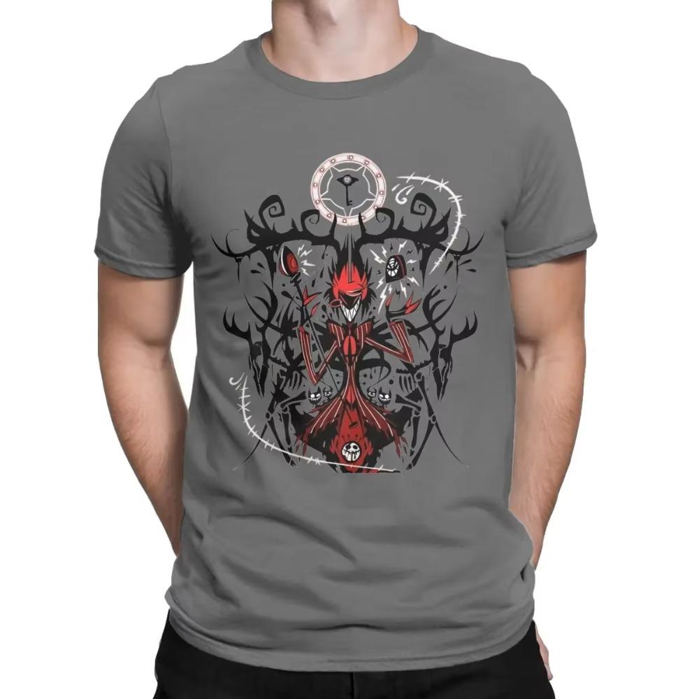 Alastor Hazbins Hotels Men's T Shirts Unique Tees Short Sleeve Crew Neck T-Shirt 100% Cotton Original Tops