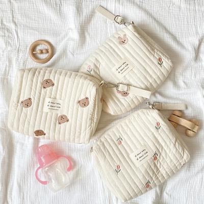 Nuova borsa per la mamma Borsa per la mamma con stampa carina e ricamo Borsa per pannolini per neonati con cerniera Borsa per pannolini Borsa da viaggio per passeggino