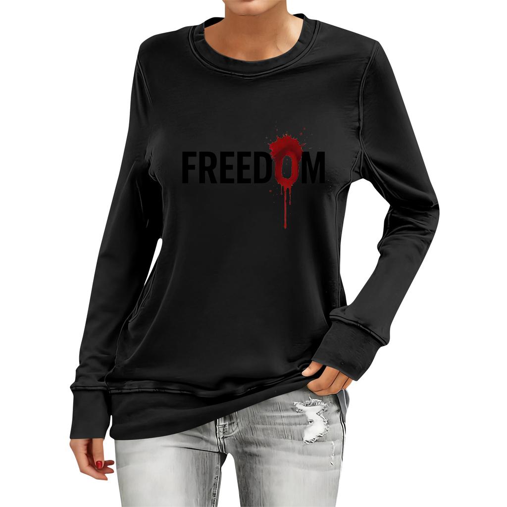 Women's Fashion Casual Long Sleeve Printed Neck Top