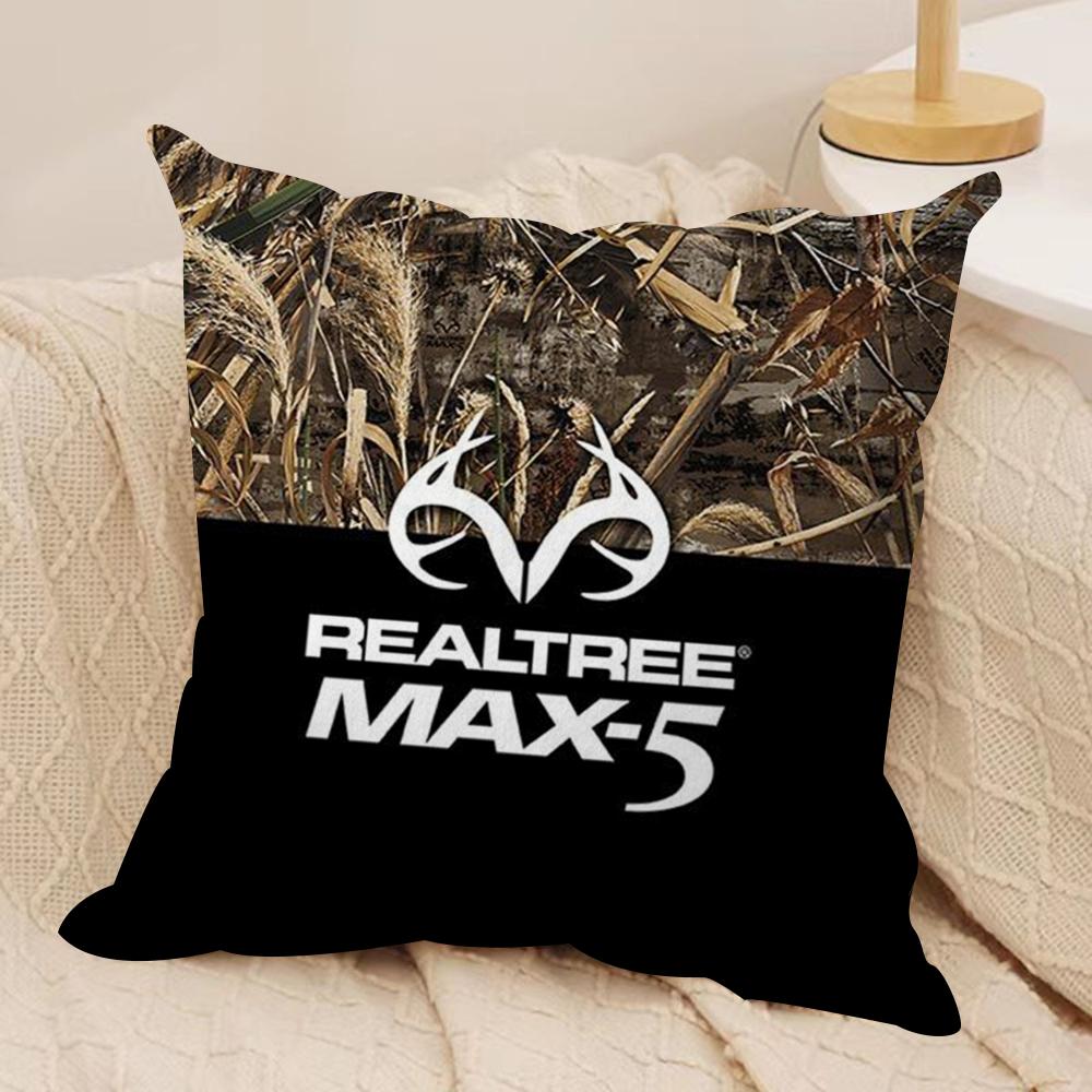 Cool R-Realtree Cushion Cover Silky Short Plush Double-Sided Printed Pillow Case for Sofa All Seasons Home Decor Gift