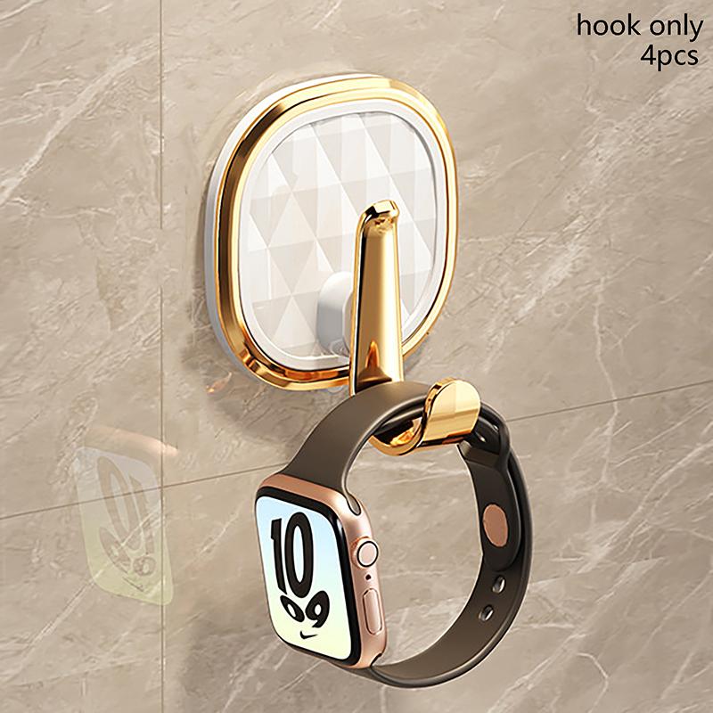 

4Pcs Luxury Punch-Free Wall Hooks Strong Sticky Coat Hanger Rack Clothes Towel Bag Key Kitchen Door Organizer Easy Install