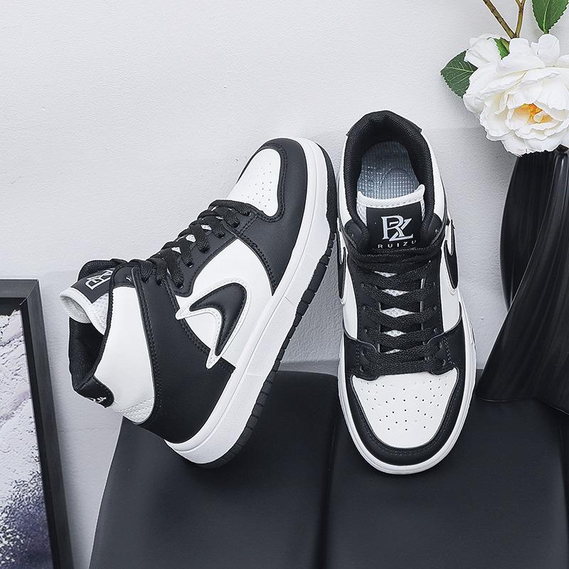 8 burgundy high-top board shoes for women's autumn and winter new thick-soled casual microfiber leather versatile sports shoes