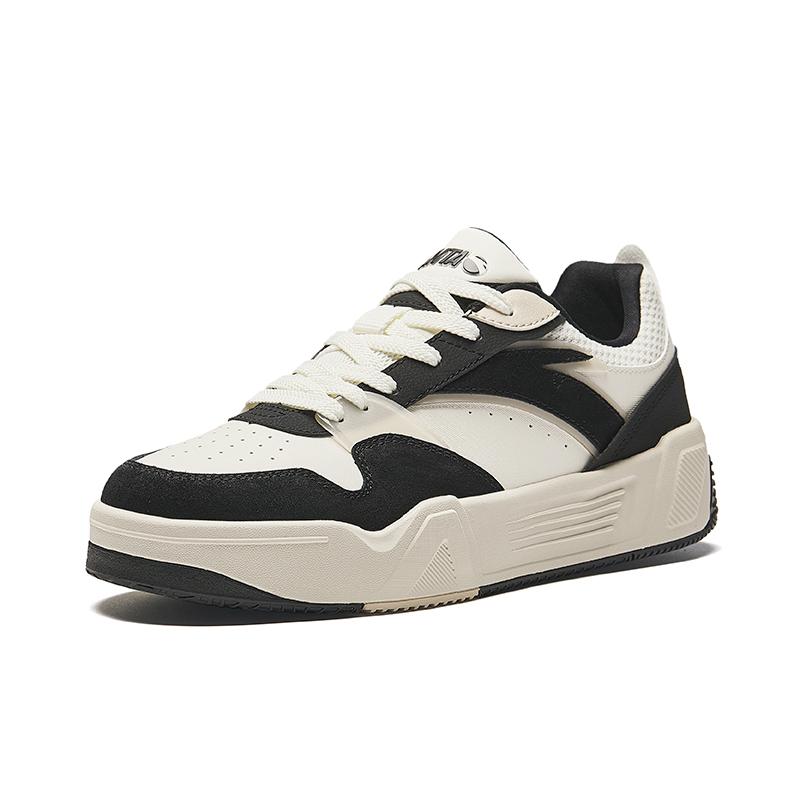 Anta C37 Series Wear-Resistant Lightweight Height Increasing Low-Top Skateboard Shoes Men's Black White Sneakers 912438037-4