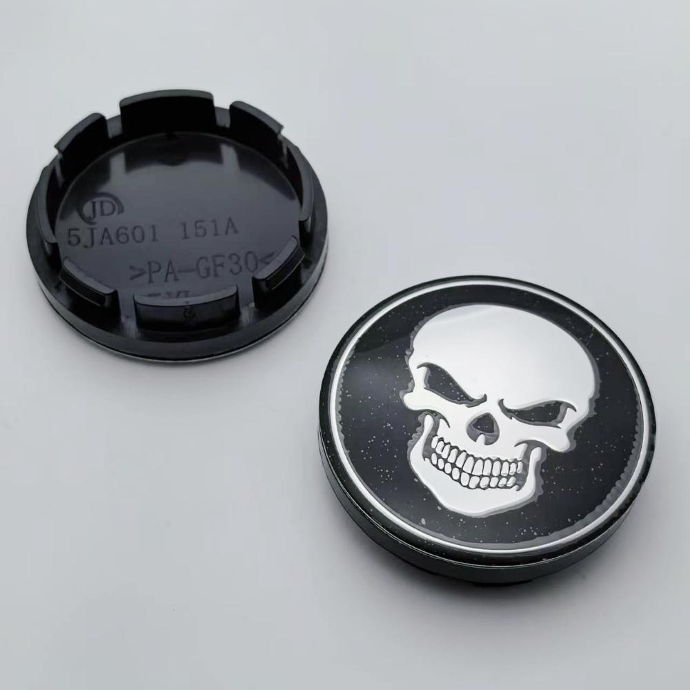 4pcs 56MM ( 51MM I.D) Skull Logo Emblem Car Wheel Center Caps Styling Accessories for Rim Wheels Hub Hubcaps Cover Badge Replace