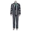 Cosplay kostým Beetlejuice Černobílý pruhovaný oblek Broadway Halloweenský párty outfit