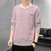 T-shirts à Manches Longues Rayés à Col Rond pour Homme T-shirts Décontractés pour Homme Printemps Automne Décontractés