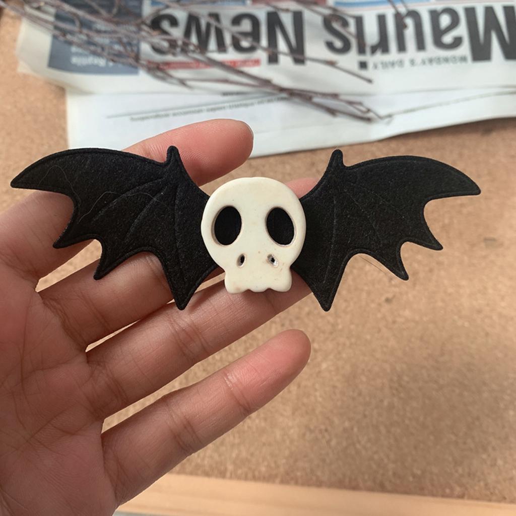 Punk Angel Bat Hair Clips Halloween Hair Barrette Lolita Skull Bat Duckbill Clip