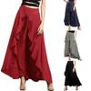 2024 Women's European & American OL Wide-Leg Chiffon Ruffle Culottes with Tie-Up Detail