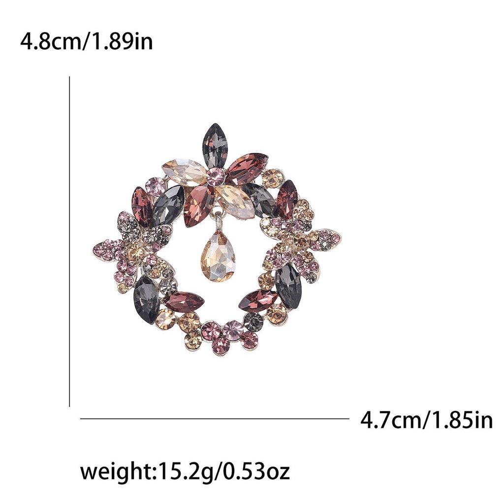 Korean Style Crystal Wreath Brooch for Coats and Suits