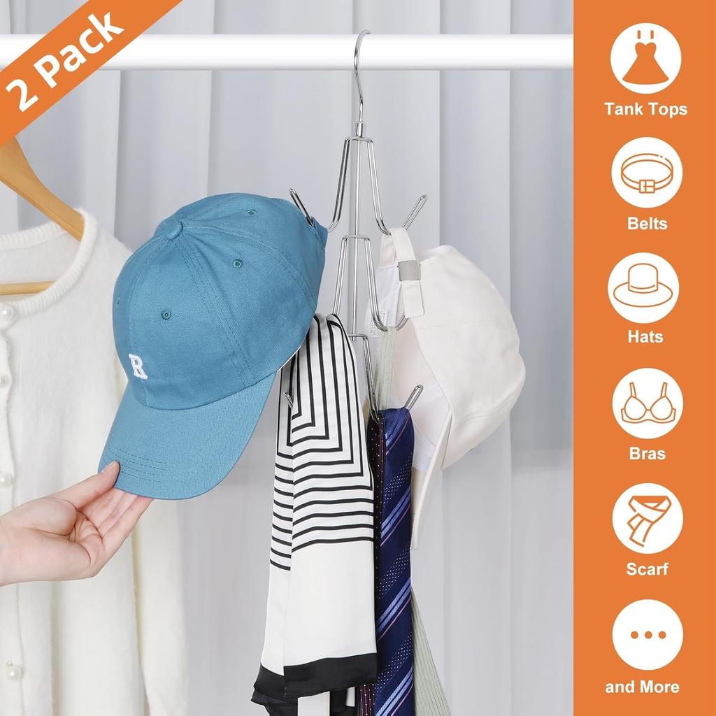 TOPIA HANGER Purse Hanger Organizer for Closet, 2-Pack Handbag Organizer Hanger, 360°Swivel Metal Purse Hooks, Bag Rack, Belt Organizer, Tie Rack,