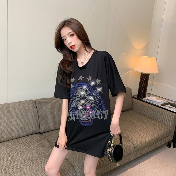 Dámské tričko s krátkým rukávem a kulatým výstřihem Jaro a léto Hlava tygra Ležérní volné tričko