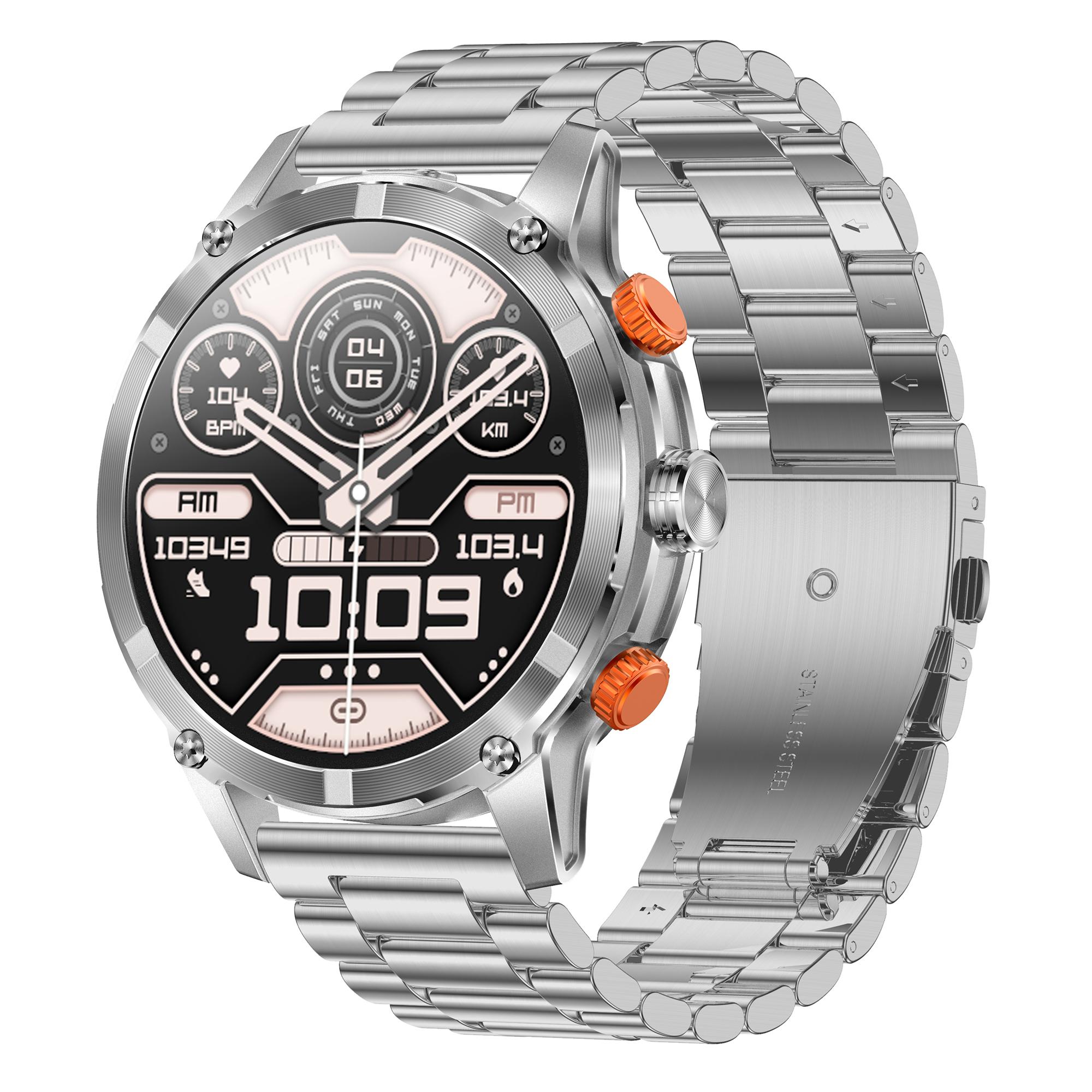 

CF55 Steel Strap Men Smart Watch Heart Rate Monitor Waterproof Bluetooth-compatible Call Outdoor Sports Bracelet Silver