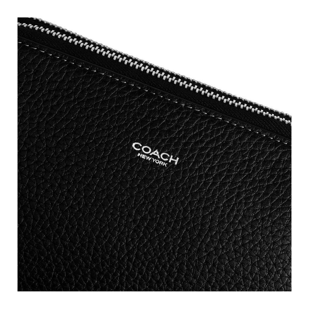 Coach 19 Clinton Logo Pebble Leather Crossbody Bag Small Men Bags Black CEB30-BLK