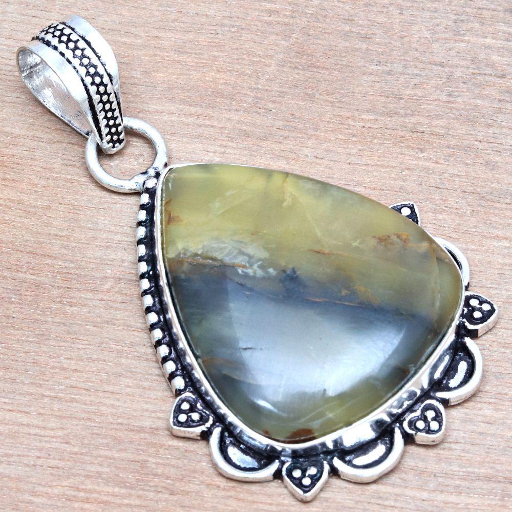 Pendant Newlite Jasper Gemstone Handmade Mother Day Silver Jewelry 2"