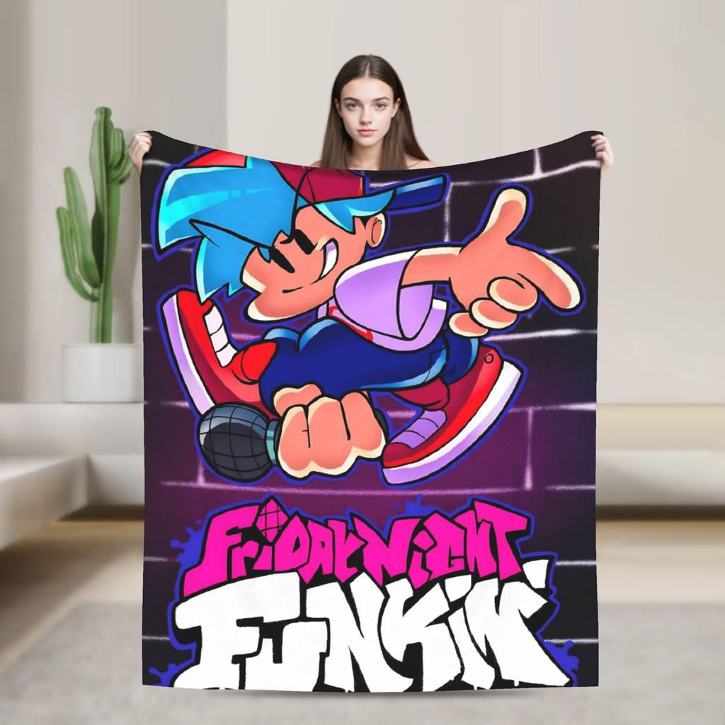 Blanket Decorative FNF Bad Time Trio Friday Night Funkin Throw Blanket  Flannel Bedspread For Home Decor Graphic Sofa Bed Cover