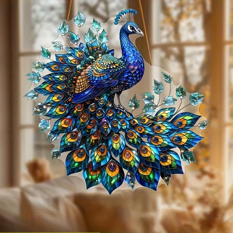 2D flache Acryl-Pfauen-Dekoration, Keine Batterien/Strom erforderlich, Einzigartige Innen-/Außendekoration, Mehrzweck-Traditioneller Stil,