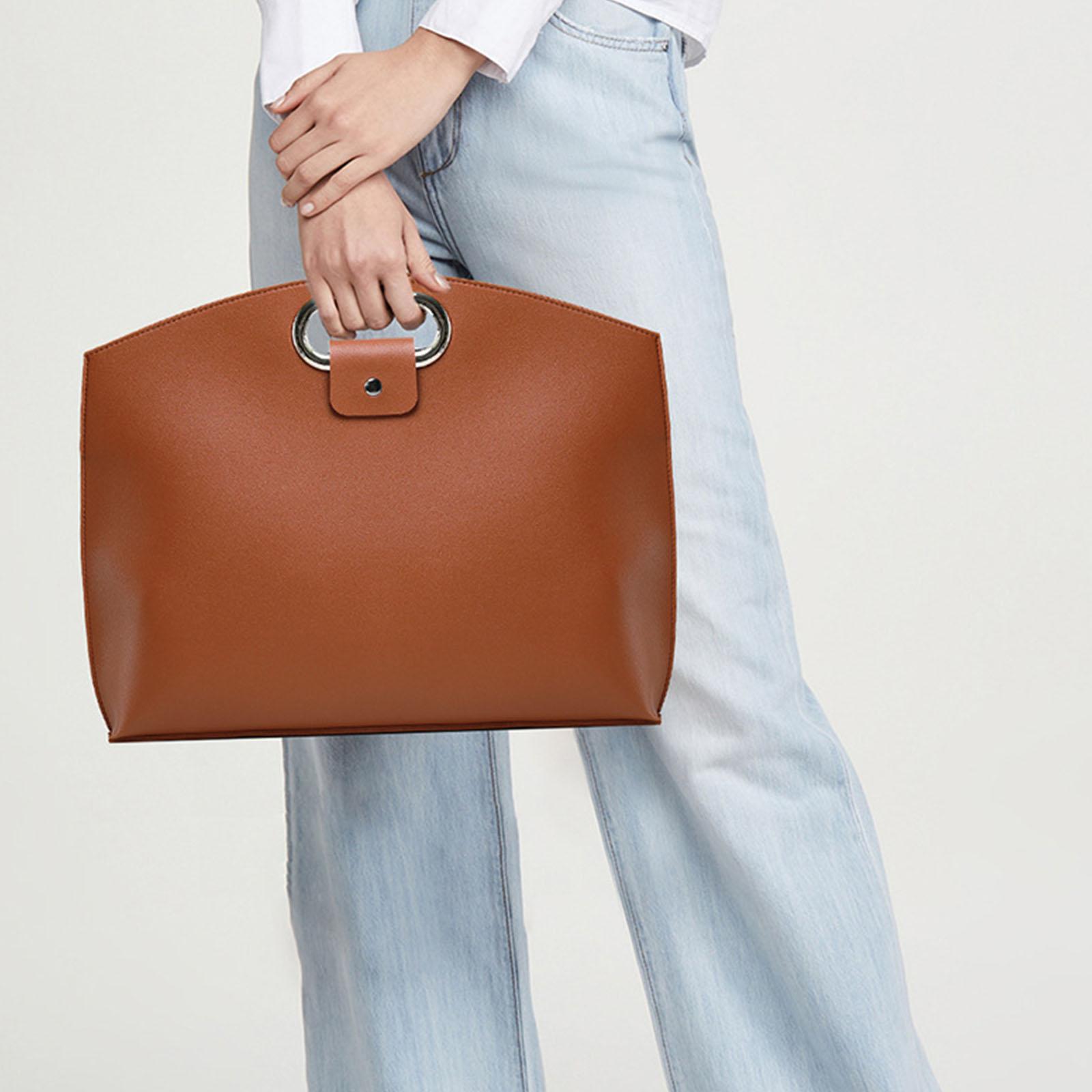 

PU Leather 2-in-1 Laptop Sleeve & Pouch with Handle Multifunctional Laptop Case Laptop Handbags for Work School Travel коричневий