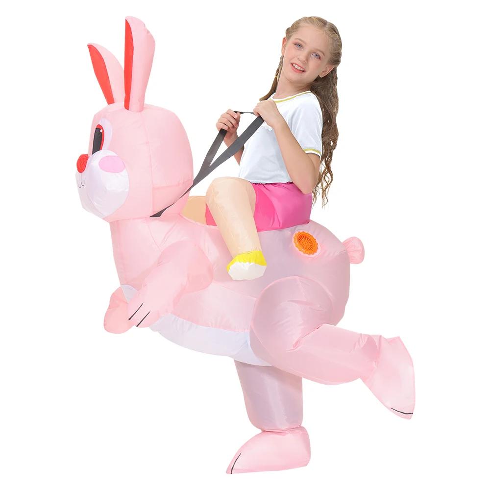 Kids Bunny Inflatable Costume Adult Rabbit Anime Mascot Performance Clothes Halloween Party Carnival Easter Cosplay Costumes
