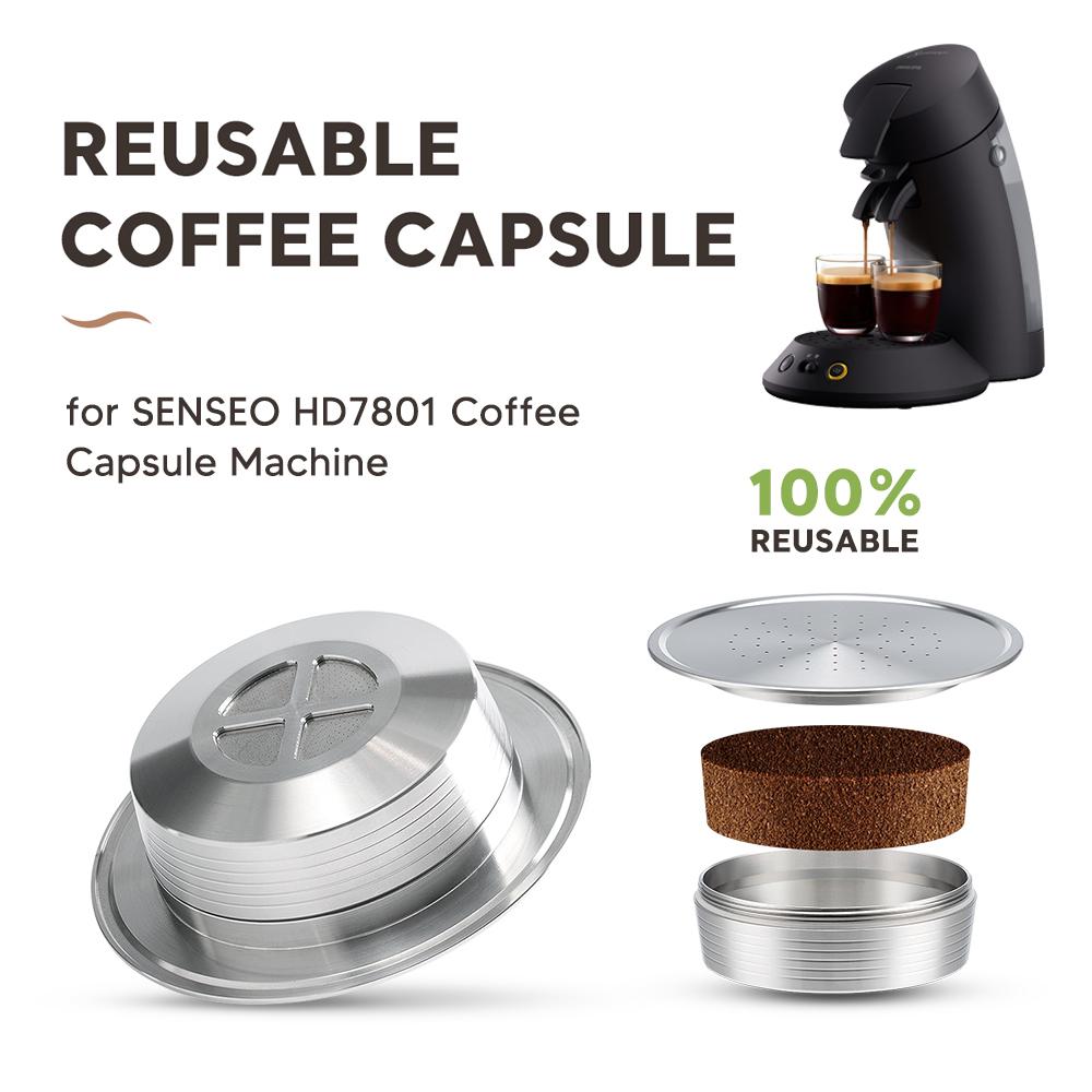 Reusable Coffee Capsule for Senseo HD7801 Coffee Maker Crema Refillable Filter Pod Stainless Steel Coffee Accessories