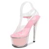 Fashion Women Designer Sandals Nightclub Model Shoes Super High Heels 16.5Cm Stiletto Sandals Transparent Crystal Shoes
