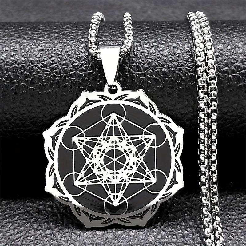 Geometric Metatronic Cube Archangel Necklace Pendant Jewelry 60CM