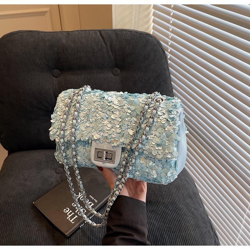 

Women s bag new wind heavy industry PVC sequined flower small square bag sparkling light luxury handbag чорний