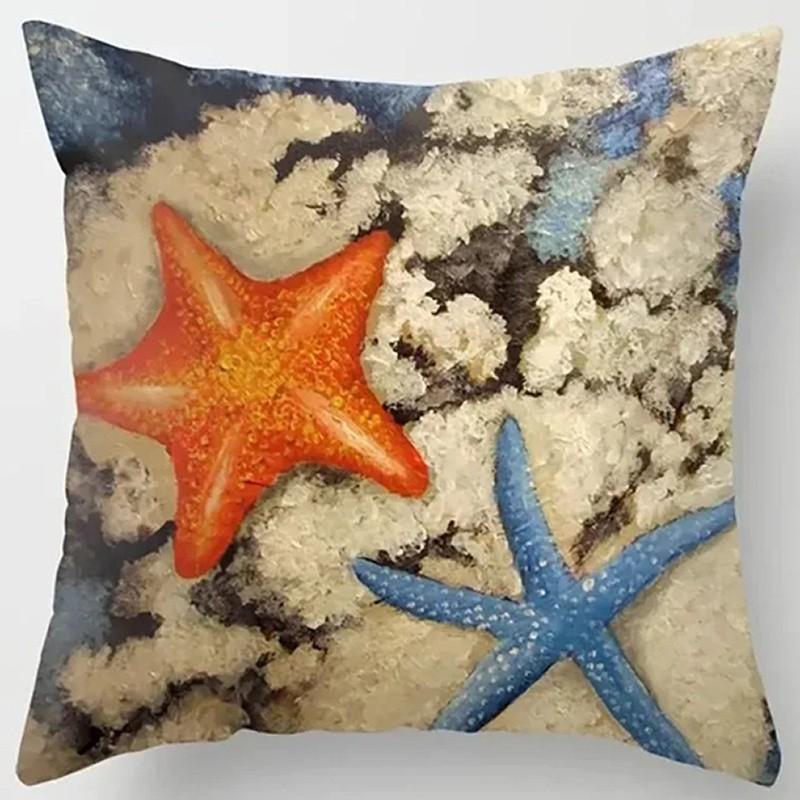 Sea Star Pillowcases With Oceanic Vibes Pattern Cushion Cover Suitable For Sofa Bedroom Car Pillow Cover