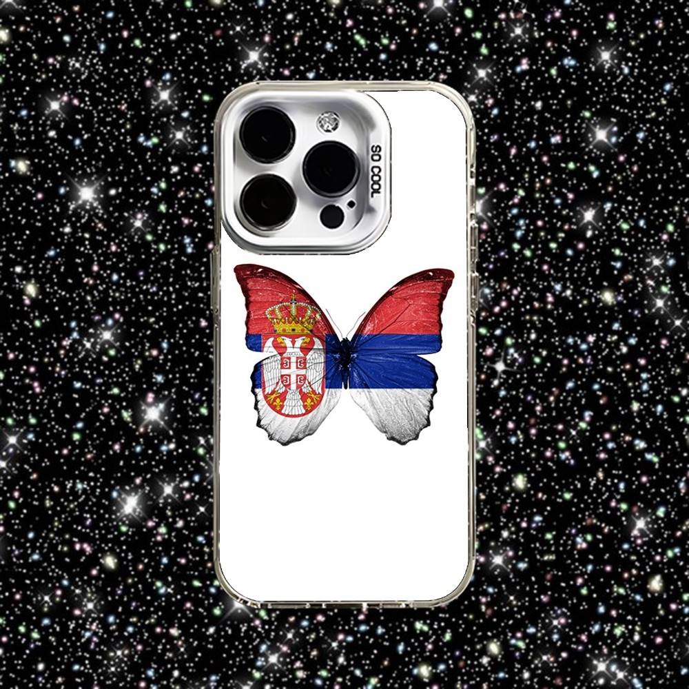 Serbien Flagge Handyhülle Für iPhone 16,15,14,13,12,11,Pro,XS,Max,Plus,Mini,SE Weiß Candy Matt Stoßfeste Hülle