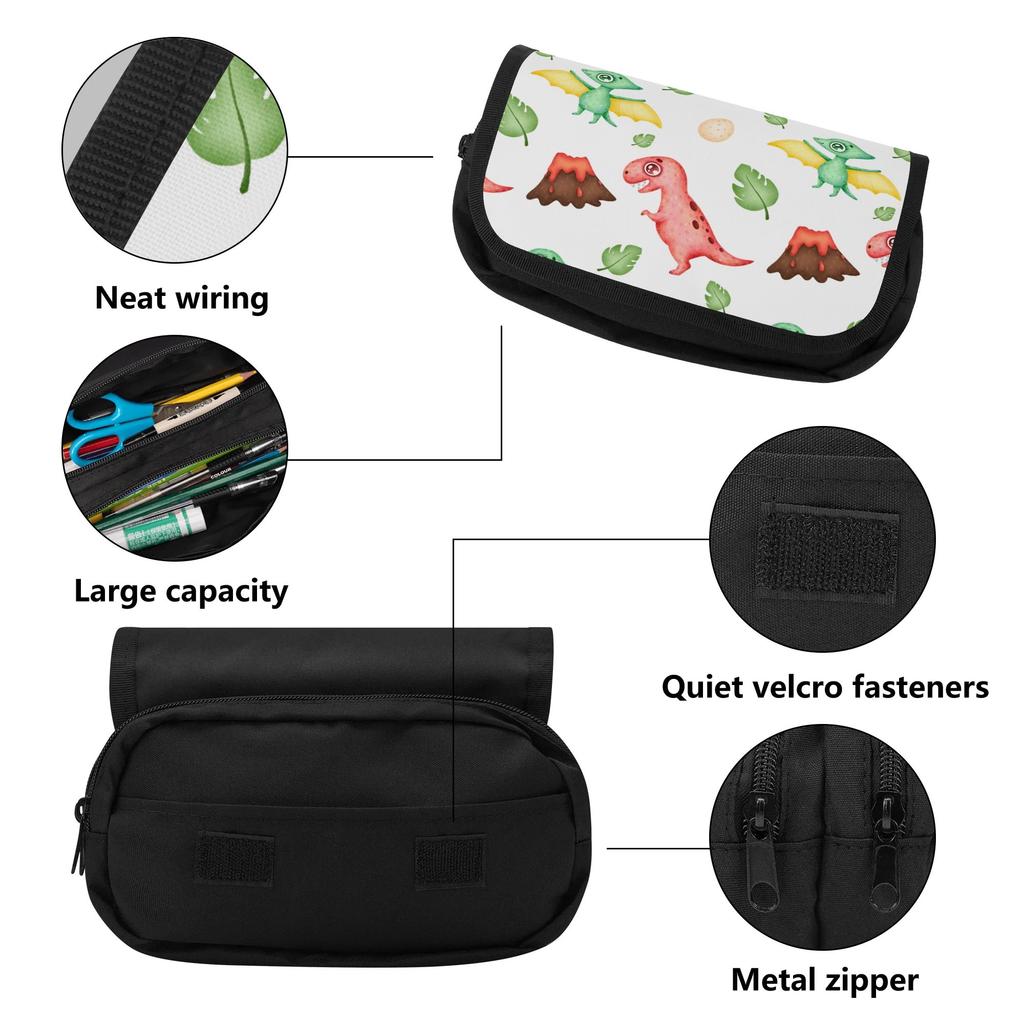 Pencil Bag Roomy Storage 300D Polyester Smooth Zipper with Dual Compartments for Pens Ruler Eraser Scissors for Students
