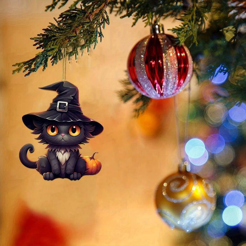 Cartoon Acrylic Colorful Cat Ornament For Holiday Tree And Auto Fun Decoration